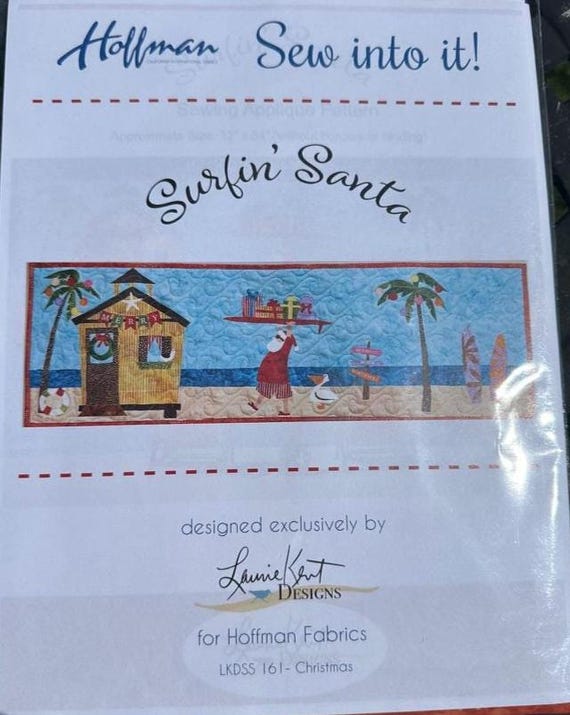 Surfin' Santa Quilt Kit: Laurie Kent Design, Hoffman Batiks, Raw Edge Applique