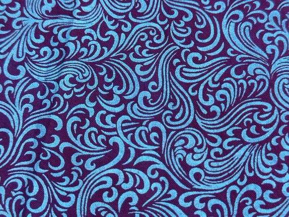 Hand dyed - Cotton Fabric- Lavander and Plum Swirls by the Half Yard