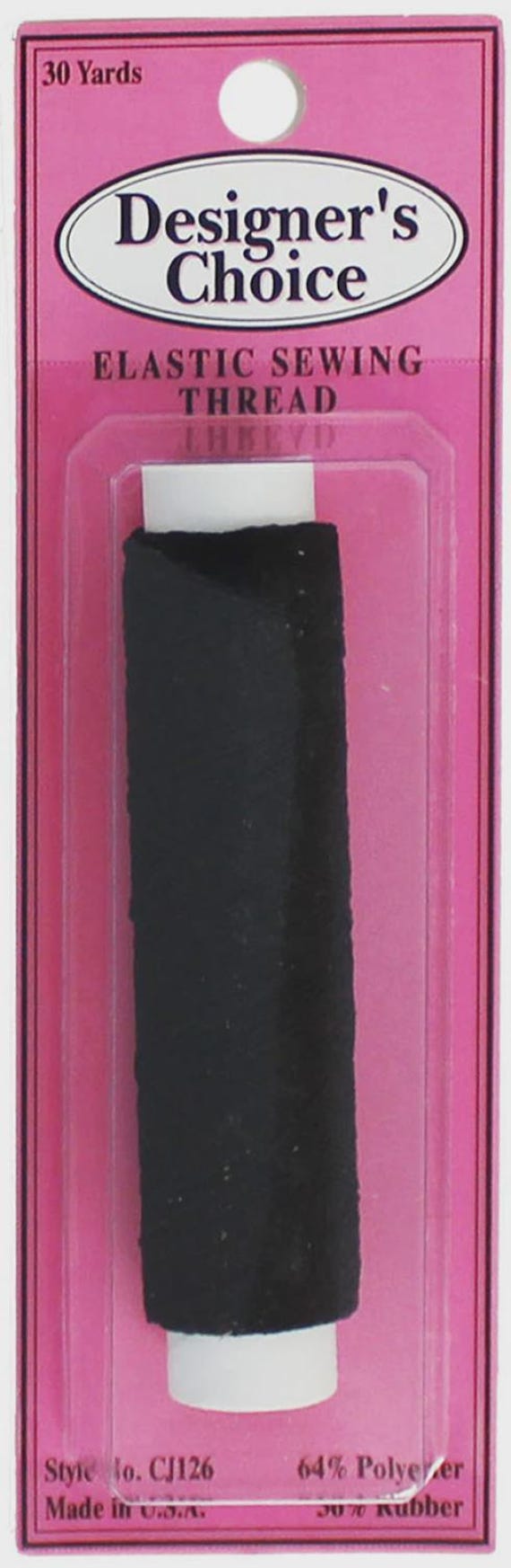 Black Elastic Sewing Thread- 30yd- By Designer's Choice