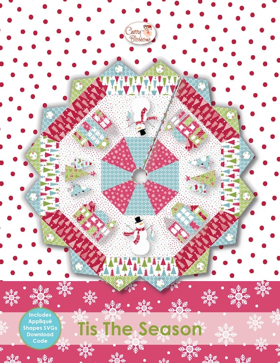 Tis The Season Tree Skirt, In the Hoop Embroidery Applique Design by Cherry Blossoms Designs.