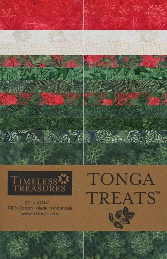 Tonga Batik Mistletoe - 40pcs Treat  Strips - By Timeless Treasures