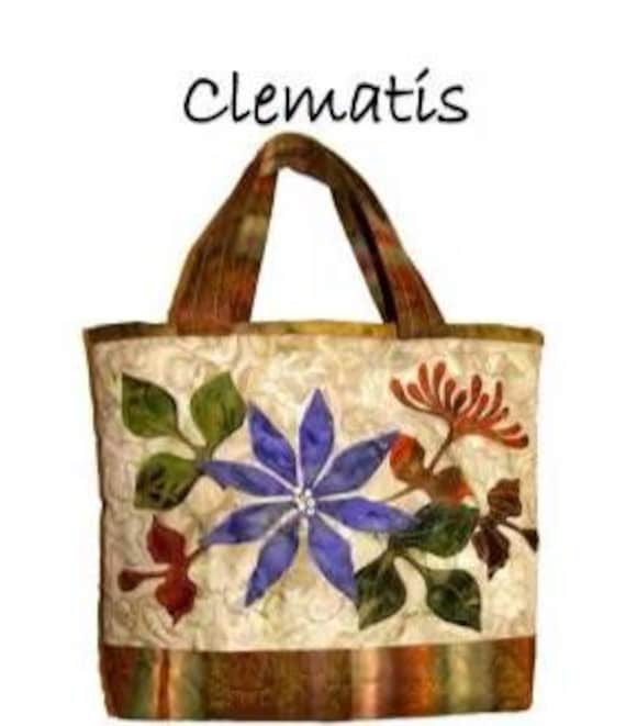 Clematis - Raw Edge applique Purse Pattern - By Laundry Basket Quilts