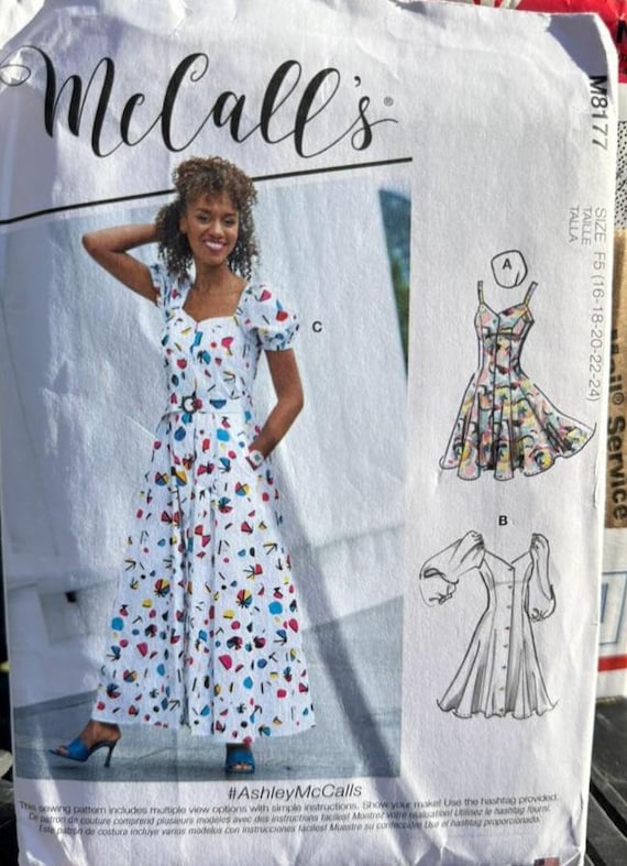 McCall's Sewing Pattern Misses' Dresses & Belt - Size F5 ( 16-18-20-22-24) FF Uncut