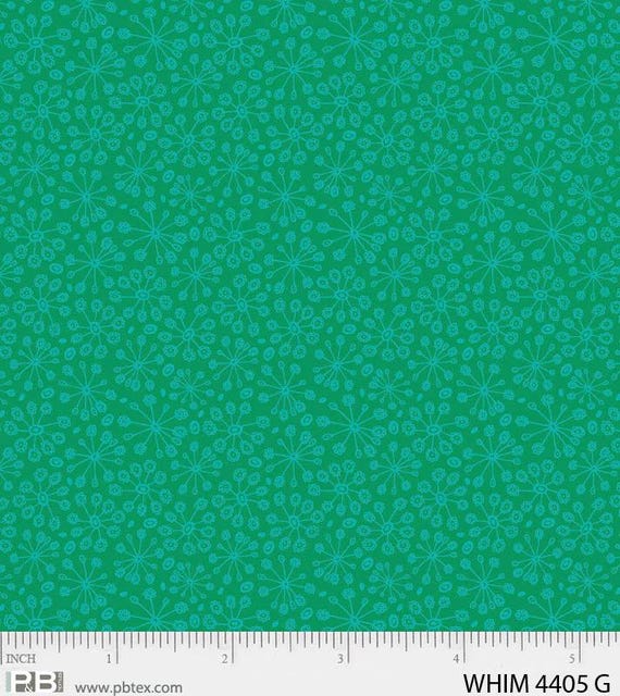 PB Textiles Dandy Blossom Teal Whimsy, By the Half Yard