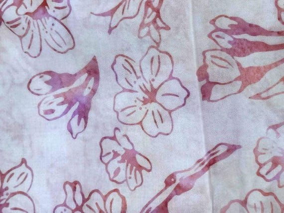 Tea Rose-Summer Zen Batiks - by Hoffman California- DM9-153-Tea Rose Flowers - Sold By the Half Yard