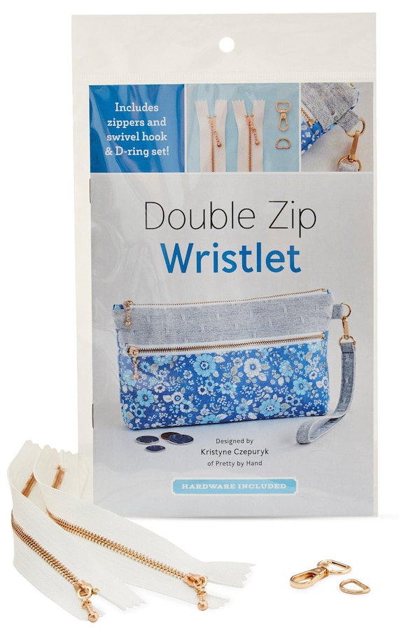 Double Zip Wristlet Pattern Kit, By Zakka Workshop Pattern Includes Hardware Mix or Match