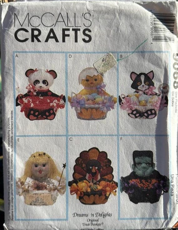 McCalls Crafts 9068 Treat Baskets:  FF UNCUT 1997 Sewing Pattern
