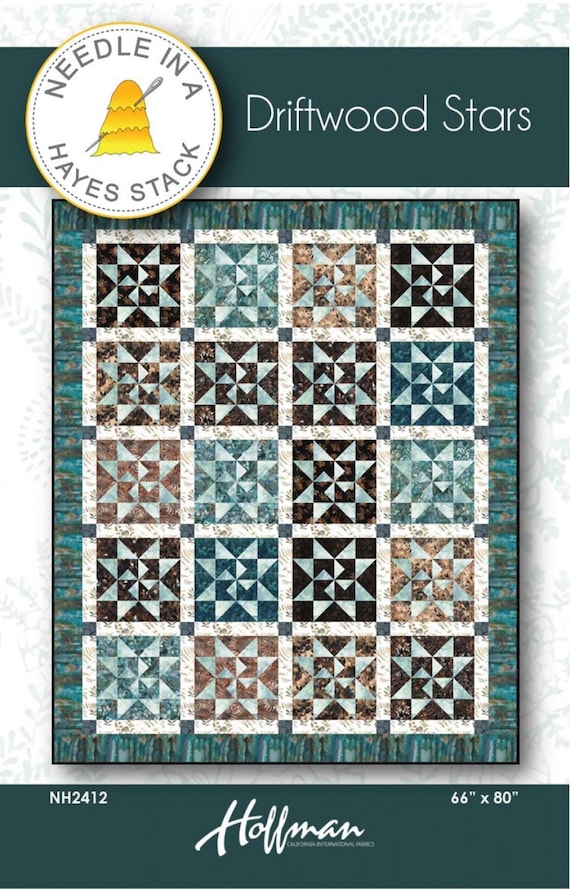 Needle In A Hayes Stack Quilt Pattern, for Hoffman Driftwood Dance Batik Collection.