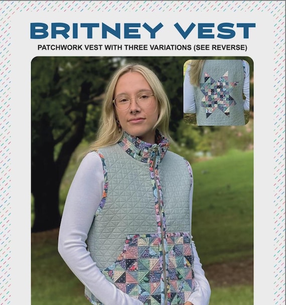Britney Vest - Patchwork Sewing Pattern: Sizes XS to XXXXL - By Melly & Me