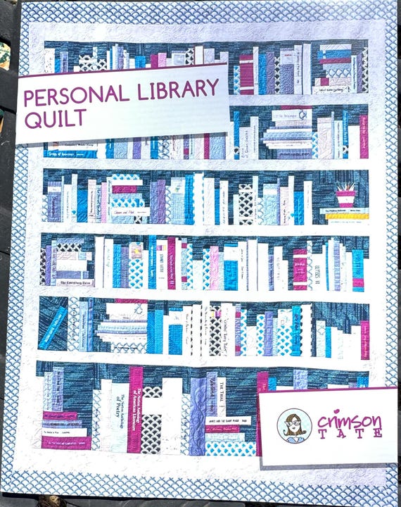 Personal Library Quilt Pattern- Add your Favorite Book Titles - By Crimson Tate