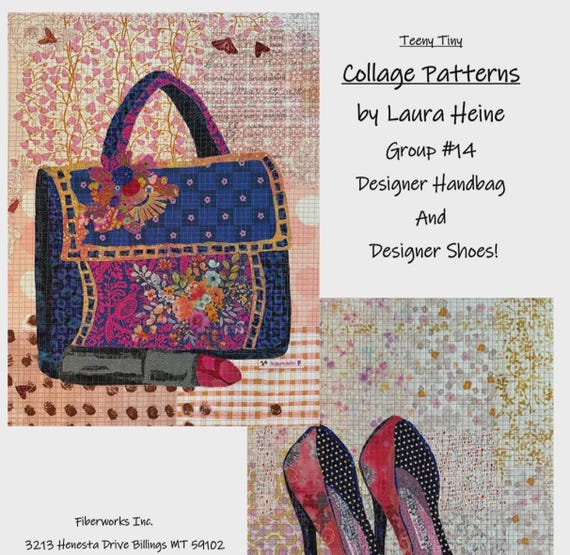 Designer Bag and Shoes Collage Pattern - Laura Heine Fiberworks