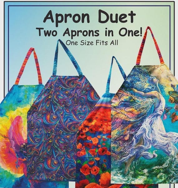 Reversible Apron Sewing Pattern: Panel Fabric, One Size (Printed Paper Pattern)