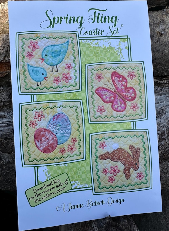 Spring Fling Coaster Set- Macine Embroidery Pattern - MJBDSFC
