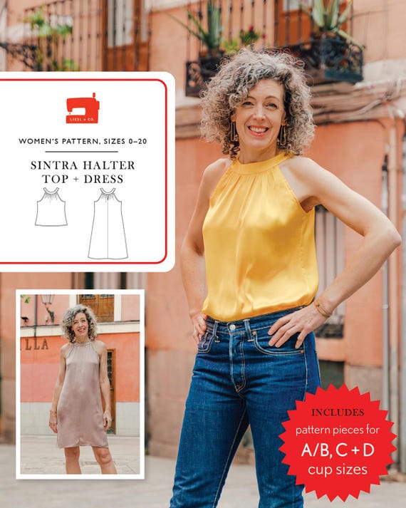 Sintra Halter Top & Dress- Sewing Pattern - By Liesl + Co LC055SI