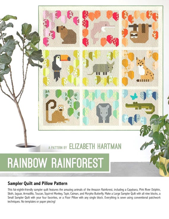 Rainbow Rainforest a Sampler Quilt Pattern By Elizabeth Hartman - EH051