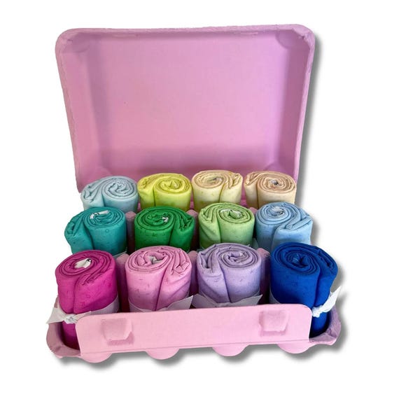 Chicken Scratch 12 Piece Fat Quarter Spring Egg Carton by Timeless Treasures - Pastel Colors