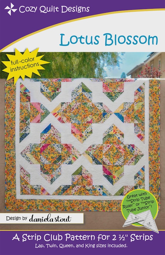 Lotus Blossom Quilt Pattern: 2.5" Strips, Cozy Strip Club (Paper Pattern)