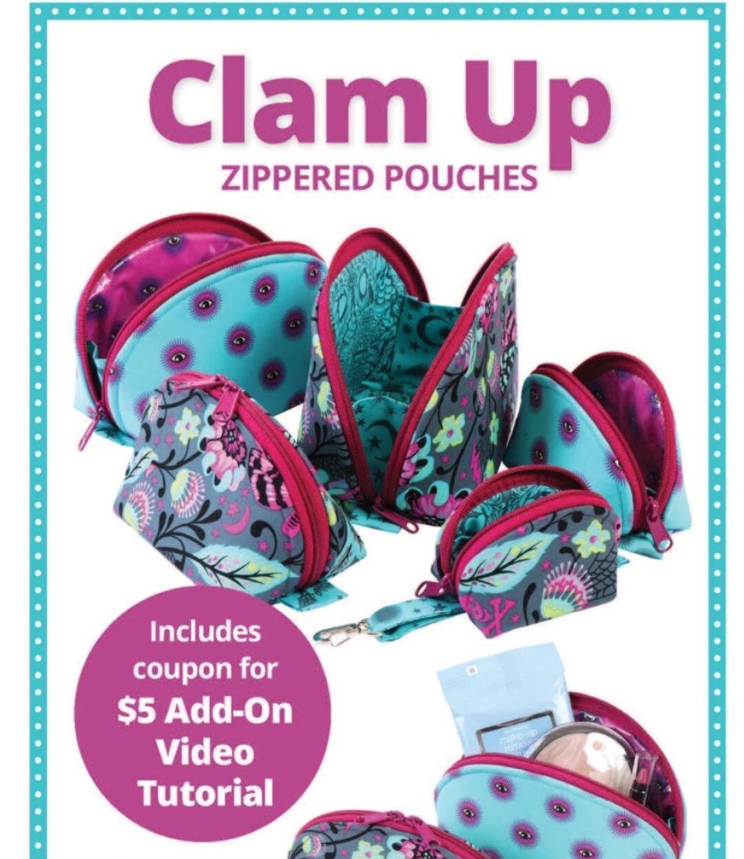 Clam up - Zippered Pouched -sewing Pattern - by Annie - Etsy