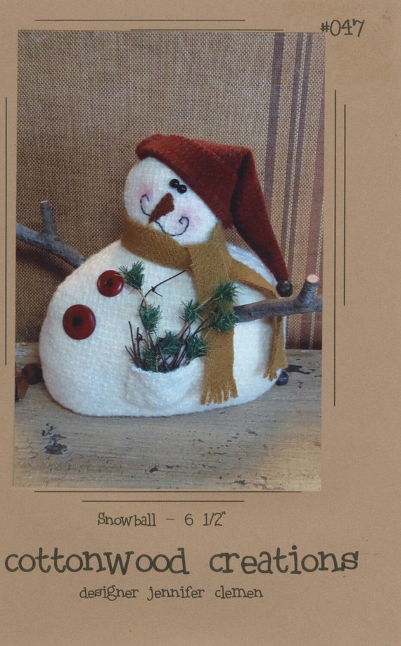 Snowball pattern The Snowman Pin Cushion by Cottonwood Creations