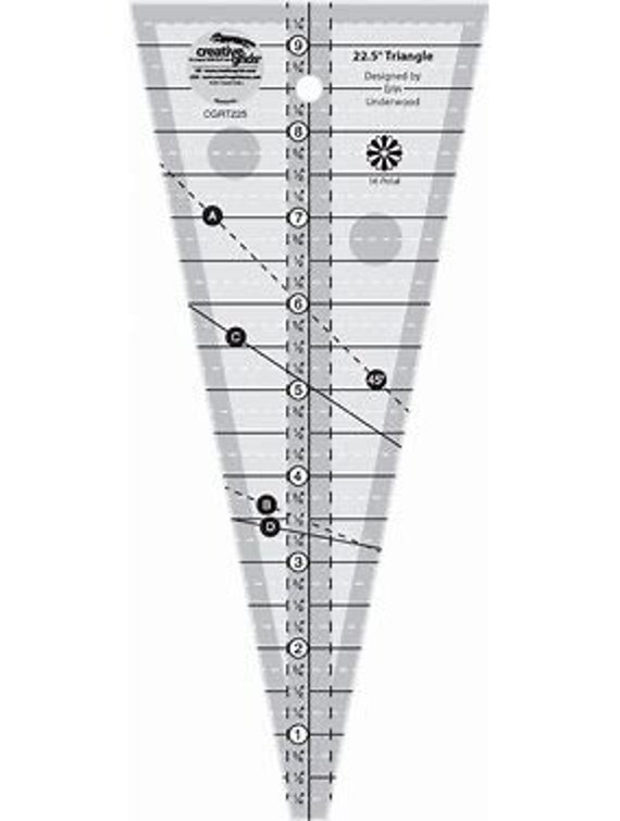 Creative Grids 22-1/2 Degree Triangle Ruler # CGRT225