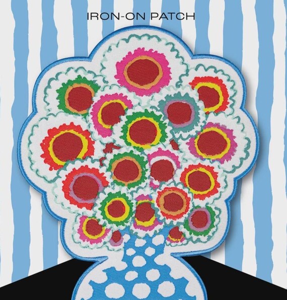 Kaffe Fassett Bouquet Iron On Patch - Floral Applique 3.55in x 75n)