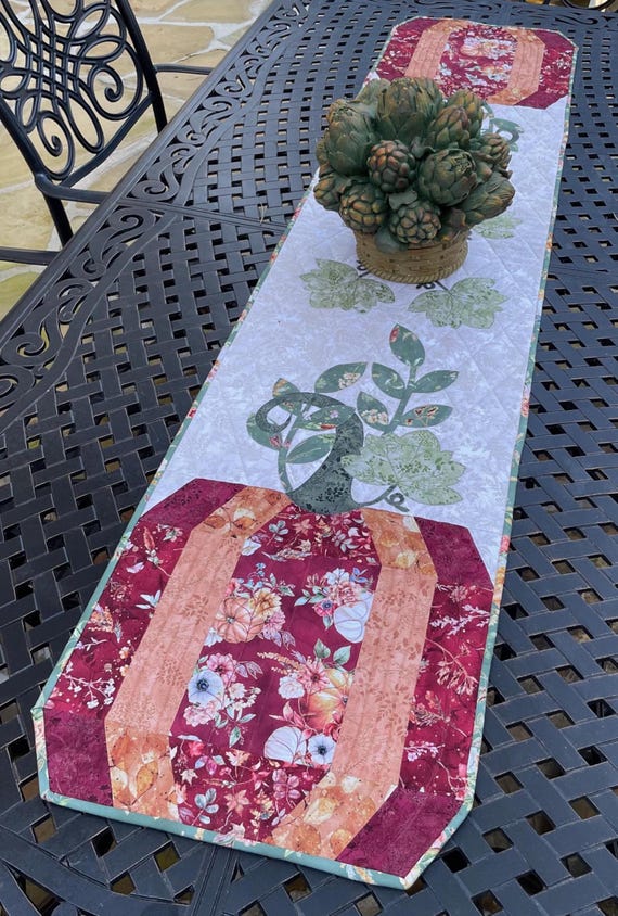 Fall for Pumpkins Table Runner Kit-by Quilted Garden Designs -Finished Size: 16” x 72”