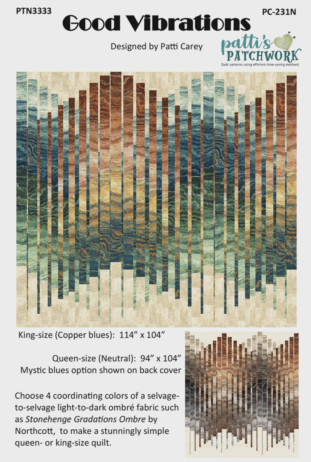 Good Vibrations Quilt Pattern by Pattis Patchwork- Queen or King Size ...
