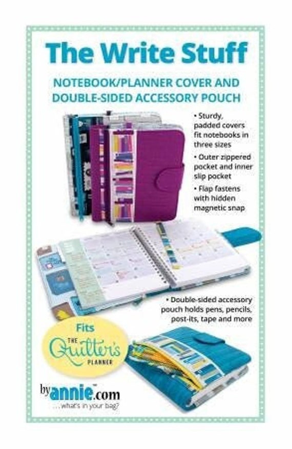 The Write stuff, Notebook Planner cover pattern By Annie