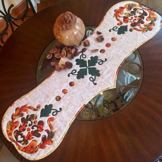 Pumpkin Spice Table Runner Pattern, Quilted Garden Designs by Jenice Belling