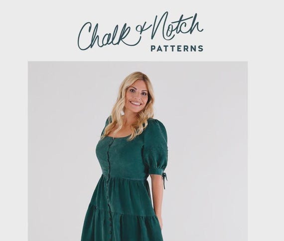 Shay Printed  Dress Pattern - Lined Dress - Sizes o to 30 - With Four Bust Cup Options - From Chalk and Notch