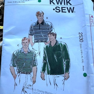 Kwik Sew Pattern 2530 - Mens Shirt - Sizes S to XXL