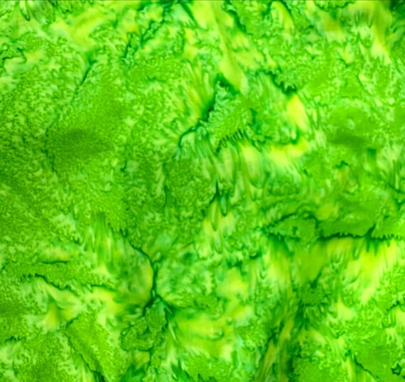 Hoffman Batik, Gecko, Lime Green   1985 Watercolor Cotton Fabric By the half yard