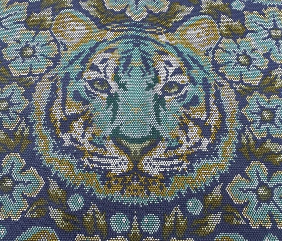 Tula Pink Crouching Tiger Sapphire Fabric: Free Spirit Fabrics, Quilting Cotton (Half Yard)