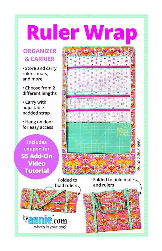 Ruler Wrap/Pattern by Annie/Paper Pattern holds Rulers, rotary cutters/organizer/tool carrier