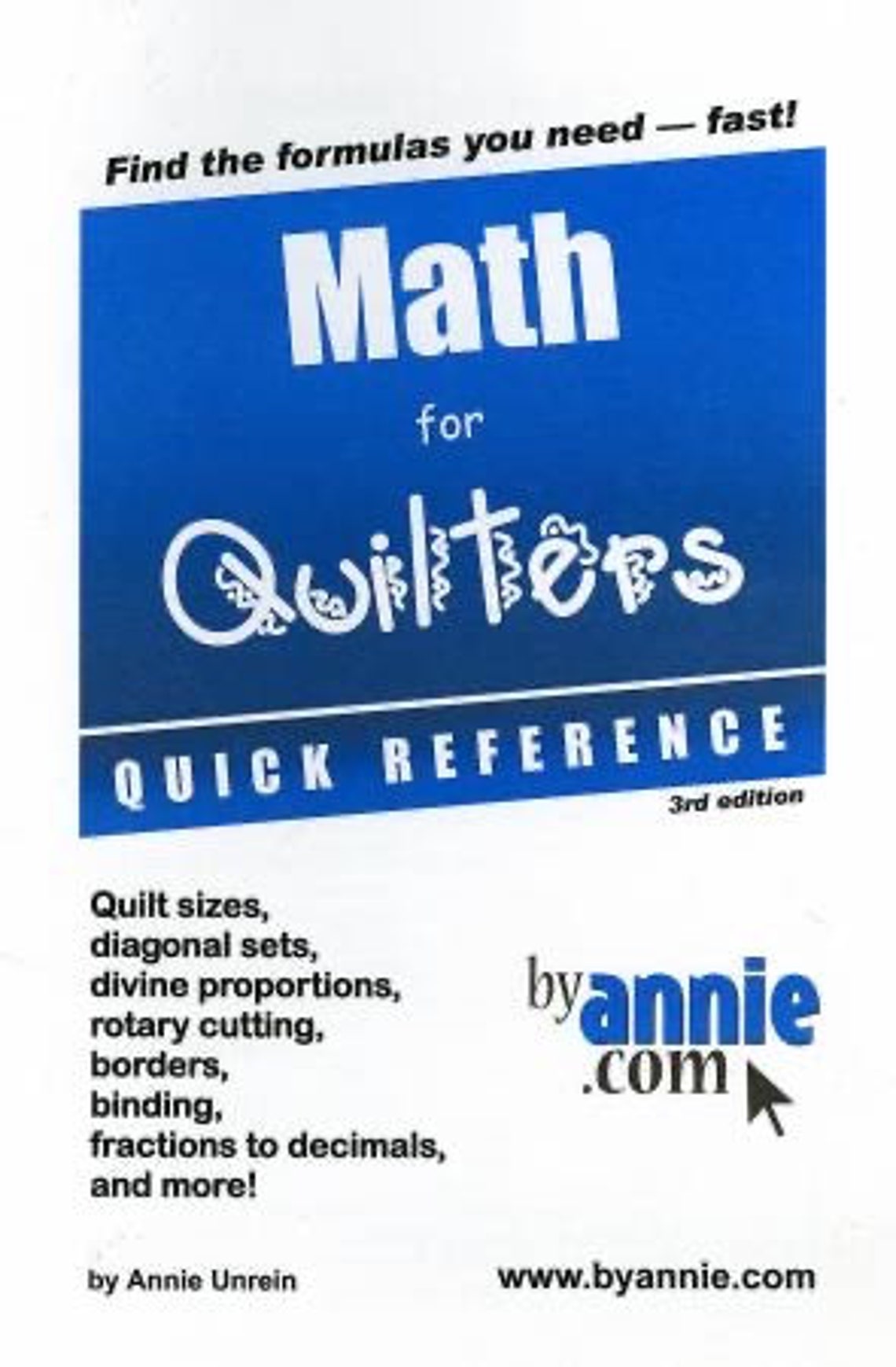 Math for Quilters Quick Reference Booklet 3rd Edition PBA141 - Etsy