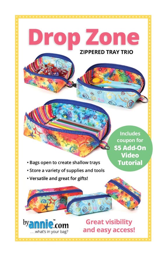 Drop Zone - Zippered Tray Trio - Pattern- By Annie - Whats in your Bag