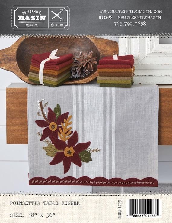 Poinsettia Table Runner Pattern by Buttermilk Basin  18" x 36"