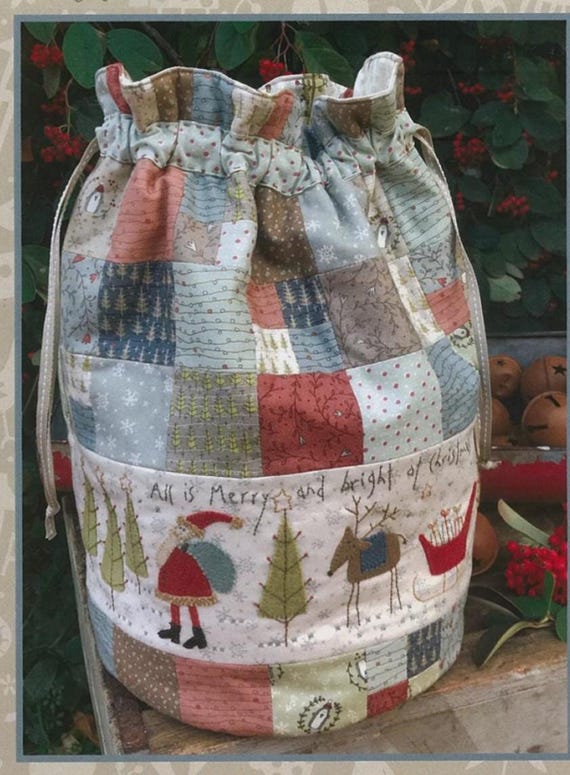 Christmas Market Bag Sewing Pattern: Santa, Snowman, Penguins (Paper Pattern)