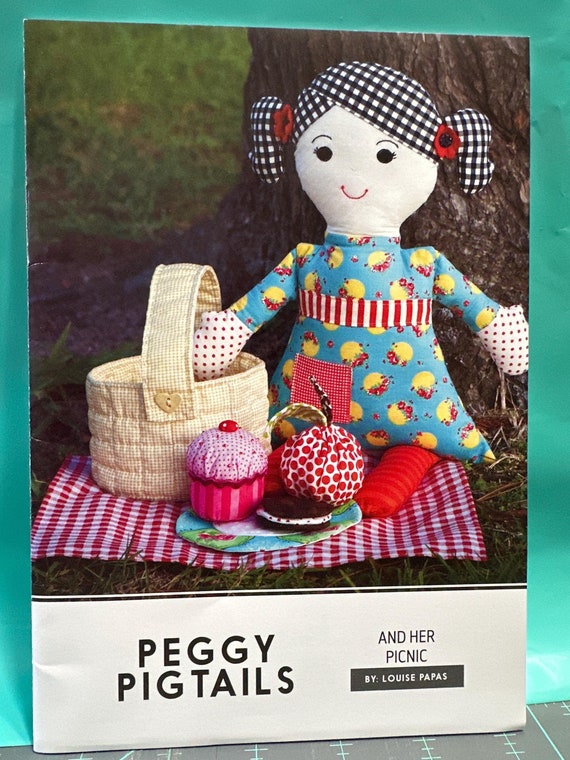 Peggy Pigtails and her picnic a soft toy Pattern by Jen Kingwell Designs