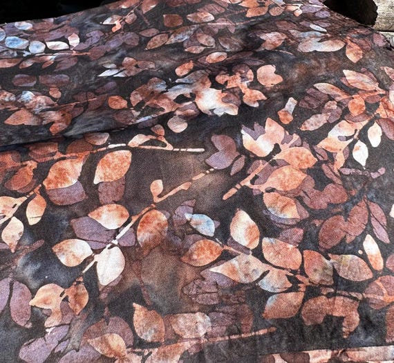 Umber/Medium Leaves- Driftwood Dance-Hoffman Batik -W2585-623- by the Half Yard