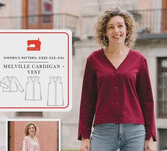 Melville Cardigan and Vest- Traditional Paper Sewing Pattern - Sizes XXS to XXL -From Liesl & Co.