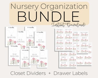 Print Your Own Nursery Closet Dividers . DIY Nursery Organization . Floral Nursery Decor . Baby Printables