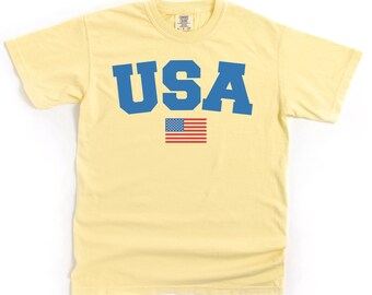 USA Flag Shirt, Colorful Patriotic Tee, Girly 4th of July Outfit, Pink 4th of July Shirt, USA t-shirt, Simple Flag Shirt, Independence Day