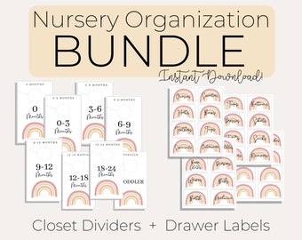 Print Your Own Nursery Closet Dividers . DIY Nursery Organization . Rainbow Nursery Decor . Nursery Printable