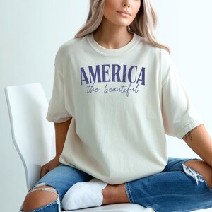 Amerika het mooie shirt, patriottische kleding, 4 juli outfit voor dames, rood, wit en blauw, zomer BBQ T-shirt