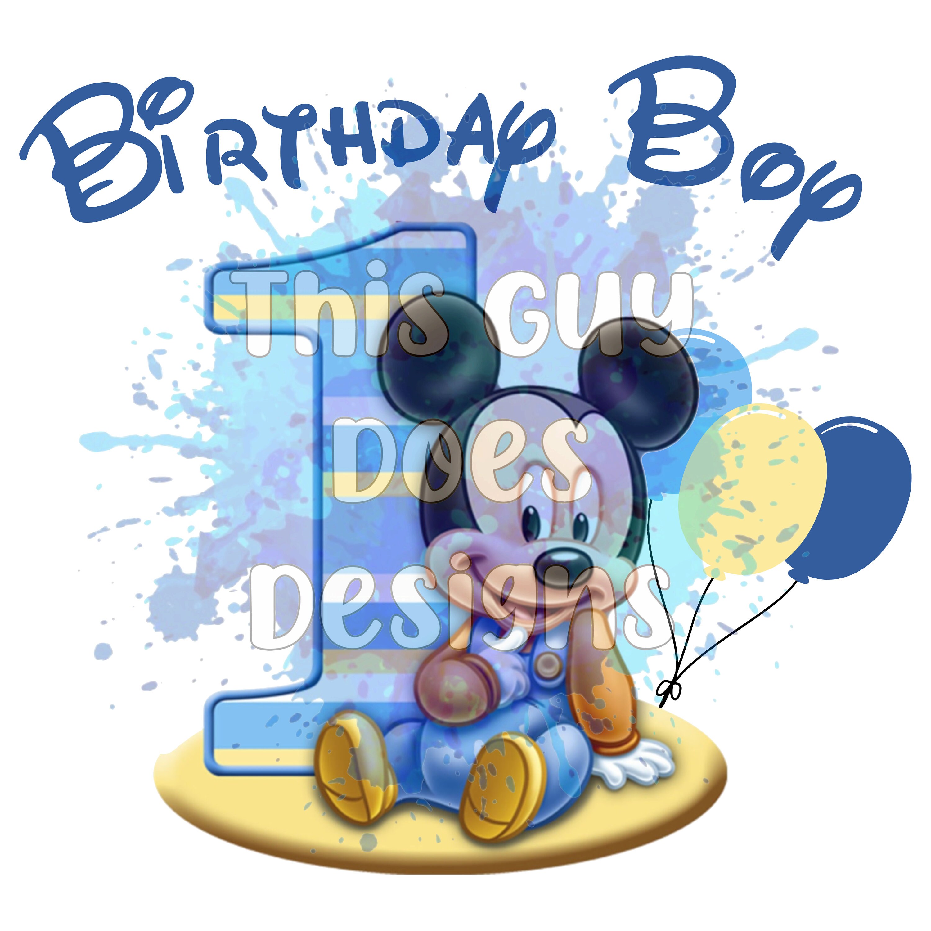 Birthday Boy Mickey Mouse Birthday PNG Baby Mickey 1st | Etsy