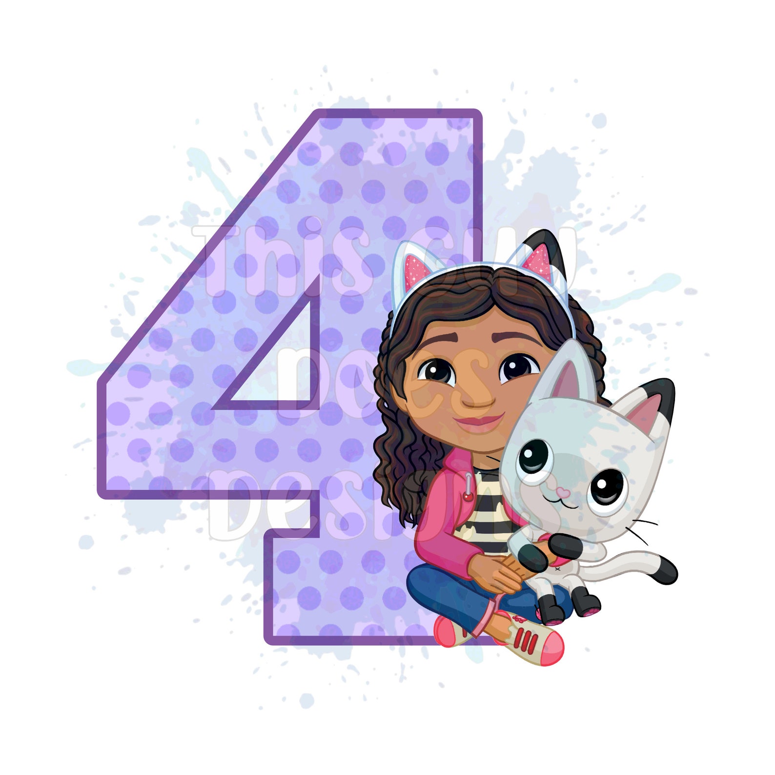 Gabby's Dollhouse Birthday PNG Girl's 4th Birthday Etsy UK