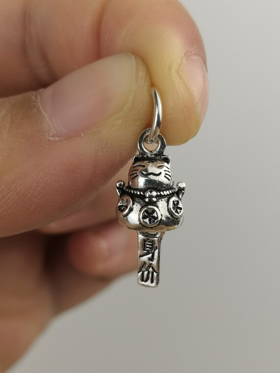 Sterling Silver Lucky Cat Charm Pendant Good Fortune Cat Etsy Australia