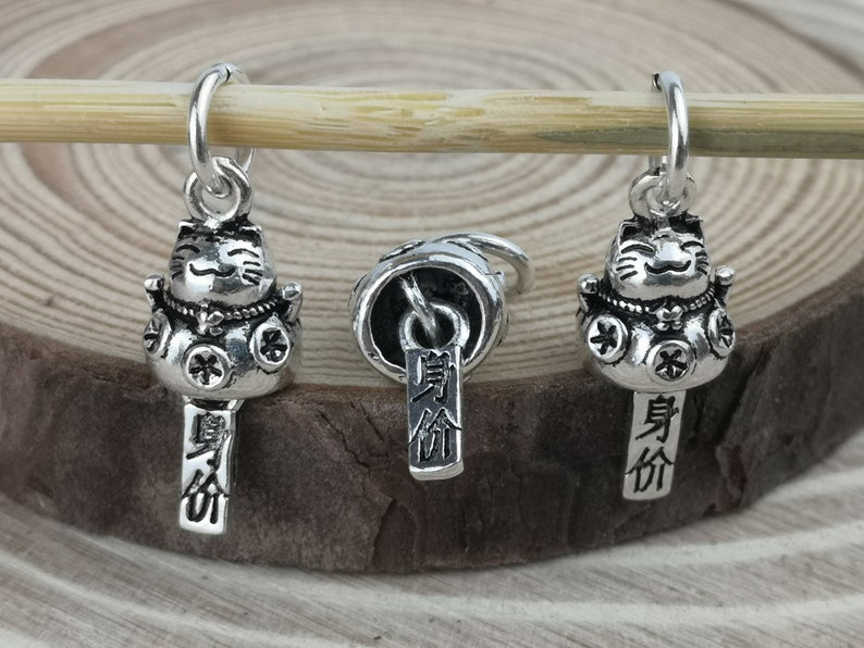 Sterling Silver Lucky Cat Charm Pendant Good Fortune Cat Etsy Australia