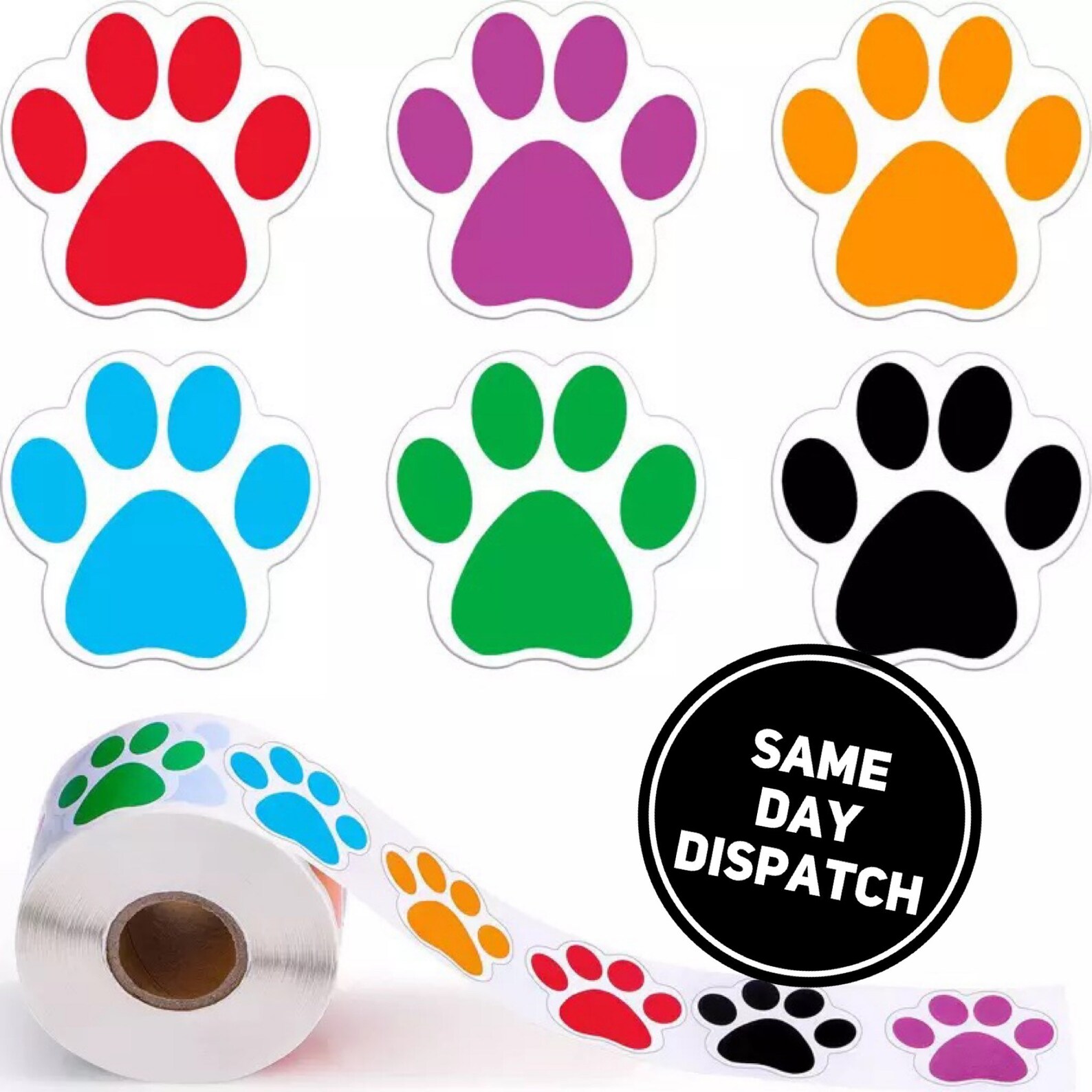 Colourful 1 Inch Paw Print Stickers Dog Paw Labels Stickers Etsy UK